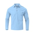 thumbnail image 5 of Men's Linen Cotton Long Sleeve Shirt Top Casual Lapel Button Down Shirt Loose Fit Breathable Waffle Knit Soft Textured Business Casual Work Office Travel Outfit | AESTIVO,Light Blue XL, 5 of 9