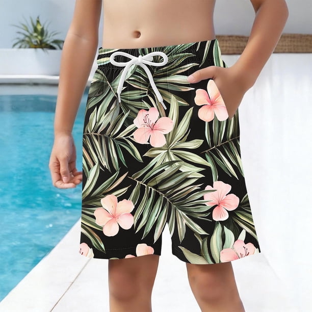 Odeerbi 4-15 Años Niños Lindo Estampado Pantalones Cortos de Playa Seco Rápido Con Bolsillos Elásticos Pantalones Cortos de La Tabla de La Cintura