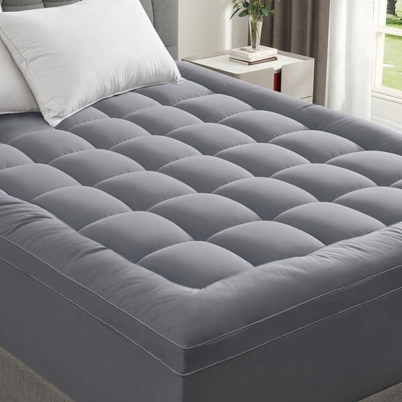 3inch Gray Twin Mattress Topper, Extra Thick Pillow Top for Back Pain Relief, Twin Size Mattress Protector & Matress Topper with Deep Pocket Mattress Cover Twin, Bed Topper
