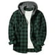 thumbnail image 1 of Ceisia Men's Plaid Hooded Button-Up Shirt with Dual Chest Pockets for Casual & Streetwear Green XXXL Gifts, 1 of 6