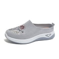 thumbnail image 5 of Dakaela Mules for Women 2026 Summer Woven Slip on Walking Sneakers Flower Embroidery Orthopedic Closed Toe Slides with Arch Support Grey 7.5, 5 of 7