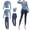 Blue, variant on 5 Piece Women's Athletic Apparel Set, Long Sleeve Activewear Clothing, Sport Trousers With Skirt Accent, Moisture Management, Airy Feel, Pleasant Feel, Yoga And Fitness Ready, Size XXL