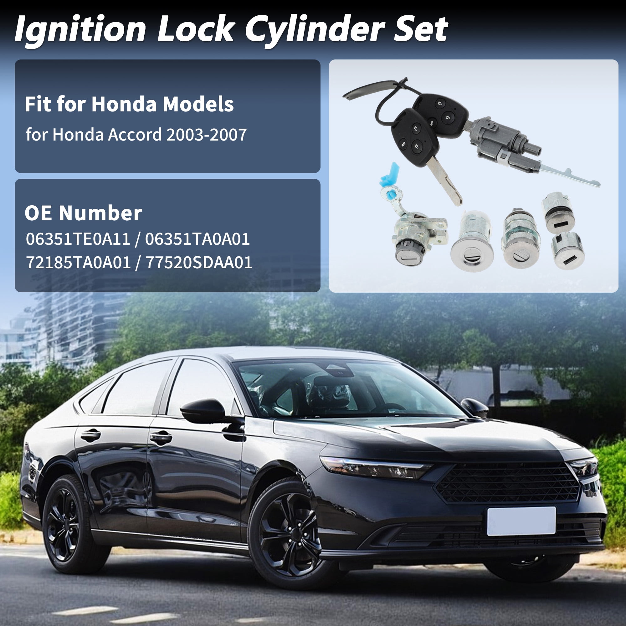 Unique Bargains Ignition Lock Cylinder and Door Trunk Lock for Honda Accord 2003-2007