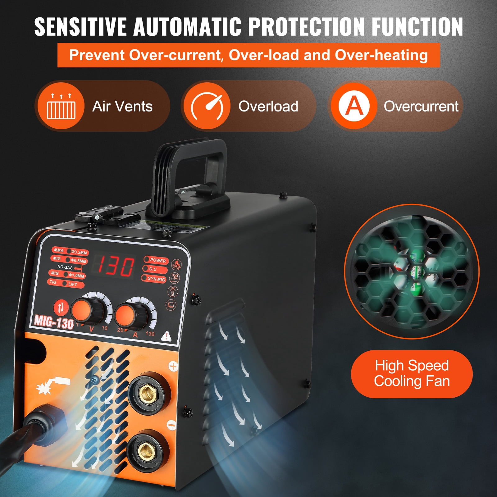 BENTISM MIG Welder Welding Machine 130A Flux Core 3 in 1 MMA/MIG/LIFT TIG Welder