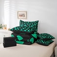 thumbnail image 4 of Green Hearts Comforter Set Queen,Romantic Valentine's Day Theme Bedding Set,Chic Love Hearts Fashion Green Black Bed Set 7 Pieces(Comforter+Fitted+Flat Sheet+Pillowcase+Pillow Cover), 4 of 5