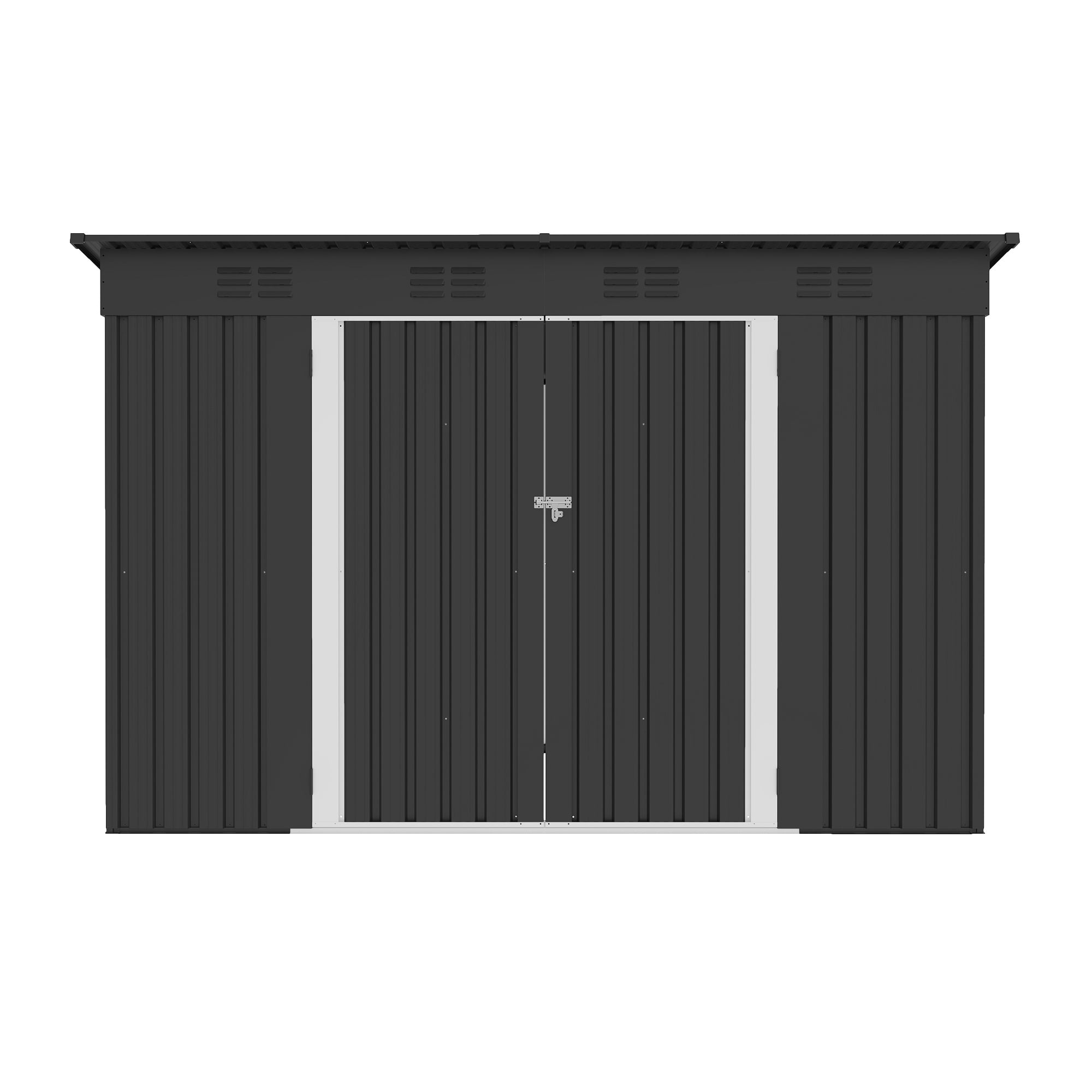 Uforic Oversized Outdoor Storage Shed with Window, Built-in Ventilation, Lockable Doors & Sloped Roof, Weather Resistant Steel Garden Tool Shed for Patio Lawn Backyard, Gray