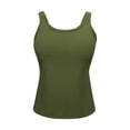 thumbnail image 6 of OGLCCG Women Plus Size Tank Top with Built in Bra Crewneck Sleeveless Camisole Tops with Shelf Bra Solid Color Slim Fit Stretch Undershirts, 6 of 8