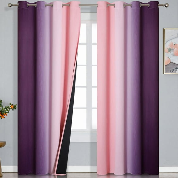 Cortina Estelar Textiler, 132 x 260 cm, color morado y rosa degradado, opaca