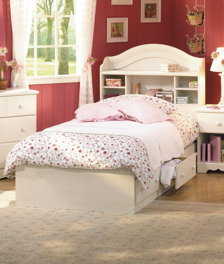 Summer Breeze Twin Bed & Bookcase HeadboardFinishWhite Wash