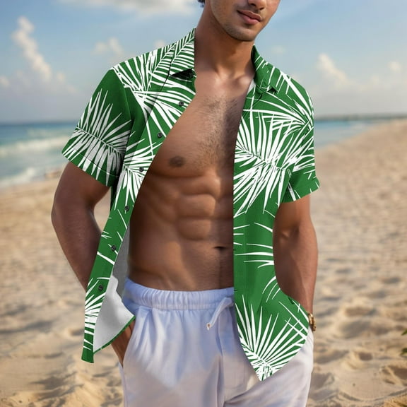 Awdenio Mens Shirts Hawaiian Tropical Shirt Short Sleeve Casual Button Down Floral Summer Beach Shirts with Pocket
