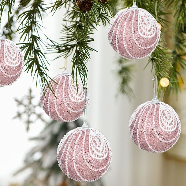 Fiudx Bolas Navideñas, Diseño Festivo En Dorado, Rojo, Azul y Blanco, Exquisito Detalle de Cuentas y Lentejuelas, Decoración Navideña de Invierno, Perfectas para Árbol de Navidad y Fiestas, Tamaño de
