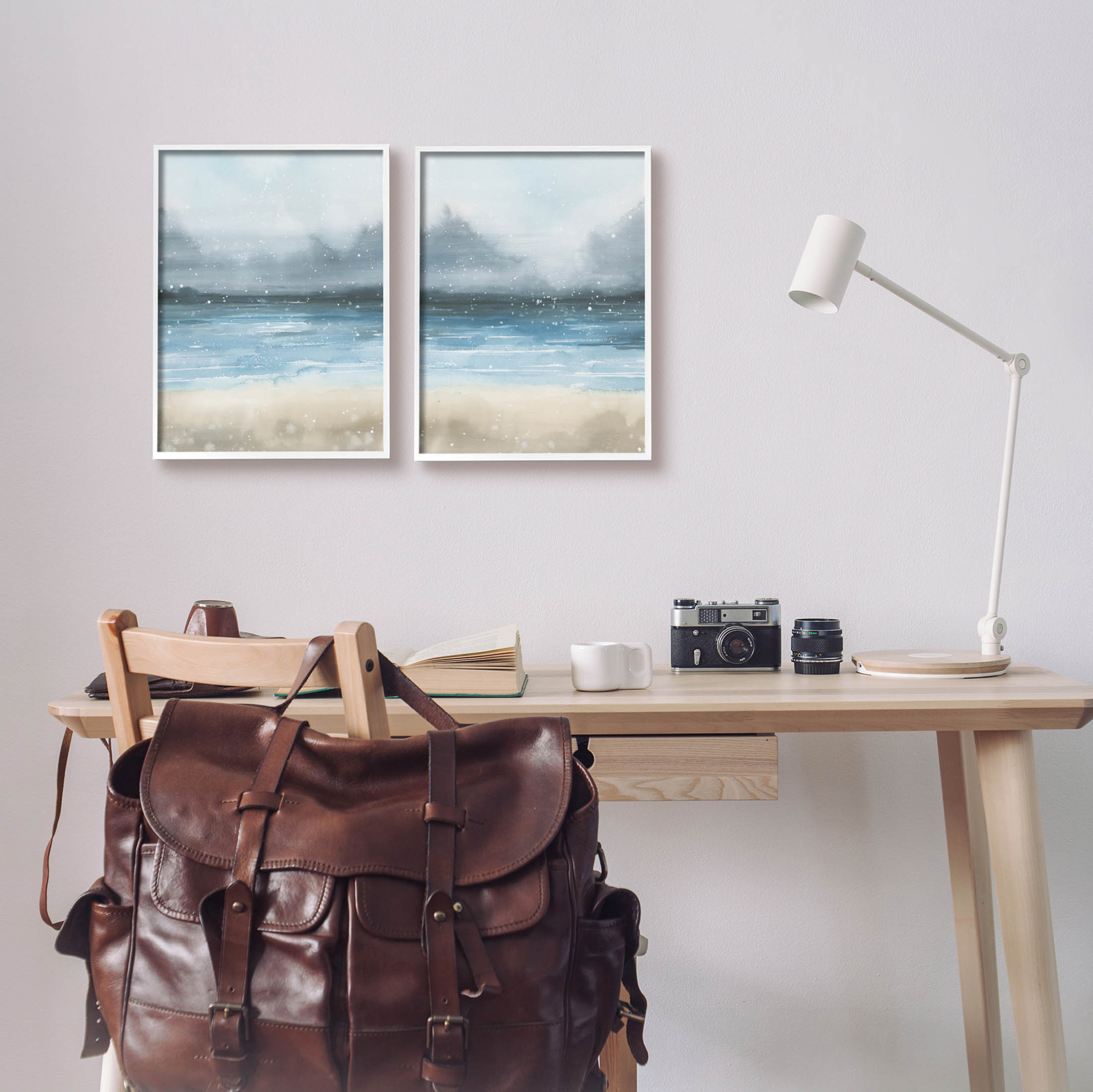 Stupell Industries Stormy Coastal Ocean Waves Graphic Art White Framed Art Print Wall Art, Set of 2, Design by Grace Popp