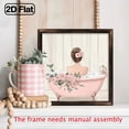 thumbnail image 6 of 2D Flat, 8x8 Inch Shabby Chic Wooden Wall Art - Vintage Woman in Pink Bathtub with Floral Bouquet, Soft Pastel Pink White Framed Print, Multi-Room Decor for Bedroom, Bathroom, Kitchen, Living Room, 6 of 9