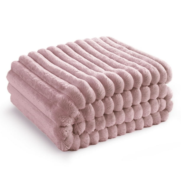 Manta Bedsure de forro polar rosa para sofá, 130 x 180 cm
