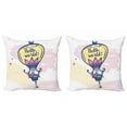 thumbnail image 1 of Hello World Throw Pillow Cushion Cover Pack of 2, Cartoon Style Lettering on Doodle Balloon with Bird and Eggs Pastel Tones, Zippered Double-Side Digital Print, 4 Sizes, Multicolor, by Ambesonne, 1 of 2