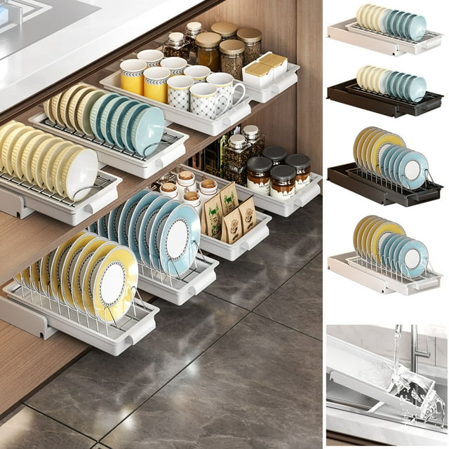 Clearance Tyidzon Dish Drying Rack Large Capacity Dish Rack Space-Saving Dish Racks for Kitchen Counter, Draining Board and Removable Flatware Caddy