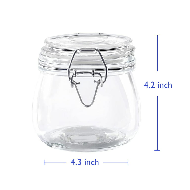 17oz Glass Jars with Airtight Lids, Wide Mouth Mason Jars with Leak Proof Rubber Gasket for Kitchen, Clear Glass Storage Containers for Snacks, Jams