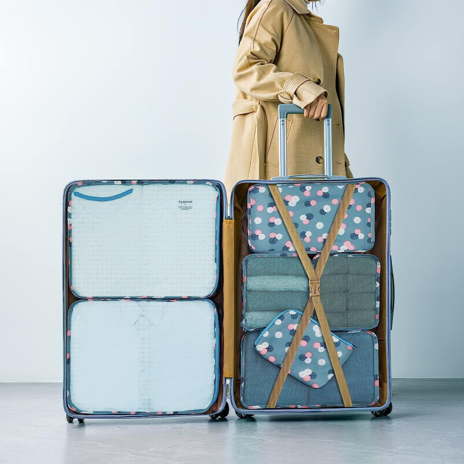 DIMJ - Organizer per valigia, cubici, da viaggio, set di 8, sacchetti –