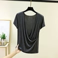thumbnail image 2 of FRSASU Women's Casual Fashion Solid Color V-Neck Summer Short Sleeve Camisole Blouse T-shirt Top Gray-A, 2 of 6