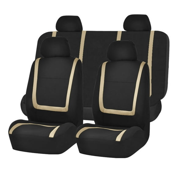 FH Group Universal Fit Cloth Car Seat Covers for SUV - Solid Bench w/ Steering Wheel Cover