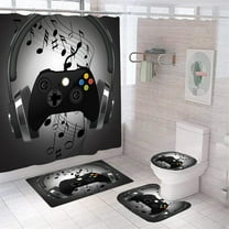 Teen Gaming Shower Curtain Gamer Gift for Boys Game Room Decor Kids Girls Youth Man Video Games Bath Curtain Chic White Gamepad Shower Curtains Set for Bathtubs