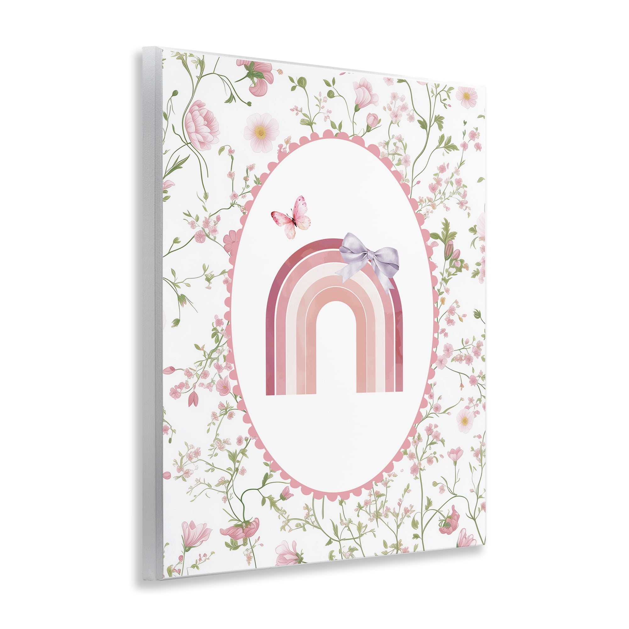 Stupell Industries Floral & Ribbon Rainbow Wall Plaque Art, design by Christine Simpson Art