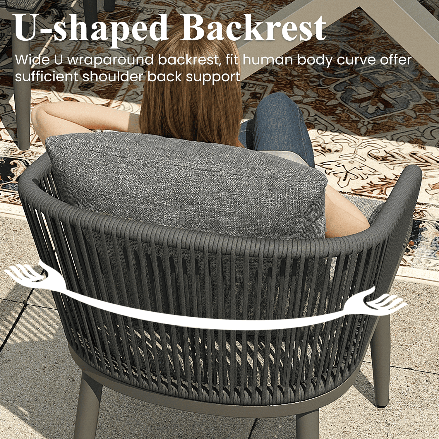 LayinSun 5 Pieces Outdoor Patio Dining Set, Aluminium Rectangular Dining Table and Wicker Rattan Chairs Set for Outside Backyard, Poolside