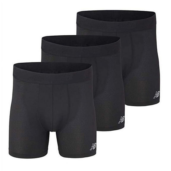 NEW BALANCE MEN 3 PACK BOXER BRIEF - MESH - BLACK LARGE - PERFORMANCE UNDER