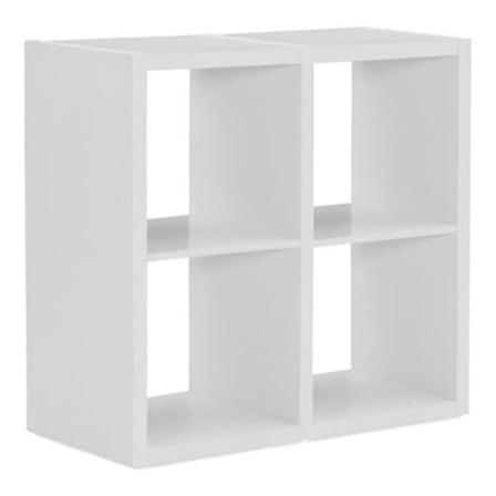 Four Cubby Wood Storage Cabinet in White