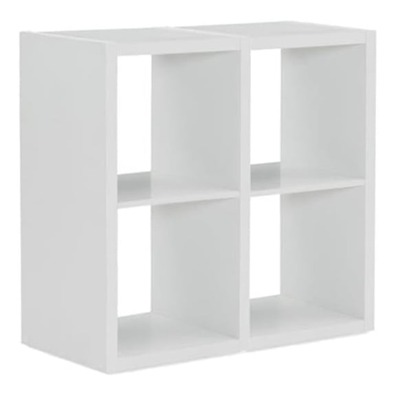 Four Cubby Wood Storage Cabinet in White
