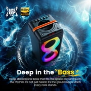JYX Party Speaker, Portable Outdoor Bluetooth Speaker with 2 Microphones, Led Lighting, Retro Leather Deep Bass PA System for Singing, T39