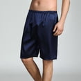 thumbnail image 4 of Defitshape Men's Satin Boxer Shorts Silk Sleep Luxury Elastic Waist Summer Soft Comfy Print Silky Loose Above Knee Solid Underwear Pj Pajama Bottoms Navy 3X-Large, 4 of 5