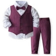 thumbnail image 2 of Xiuong Boys' 4-Piece Formal Suit Set Dress Shirt Vest Pants and Tie Wedding Birthday Party Suit (A,12-18 Months), 2 of 4