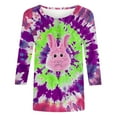 thumbnail image 5 of Liquidation d'Été Staron Chemises de Pâques pour Femmes Col Rond Manches 3/4 Blouses Graphiques Basiques T-Shirts Amples Hauts Décontractés T-Shirts Décontractés Amples, 5 of 5