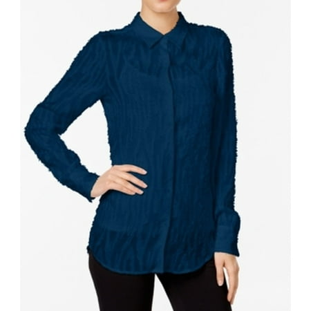 Catherine Malandrino NEW Blue Womens Size Large L Button Down Shirt