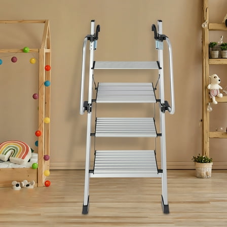 Silver Bed Ladder, 4-step Ladder, 4-step Ladder with Adjustable Handrail 4-Step Ladder