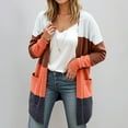 thumbnail image 2 of Cardigan Sweaters for Women with Pockets Long Sleeve Color Block Knit Jacket Outerwear Loose Fit Open Front Cozy Casual Work Sweaters for Women, 2 of 5
