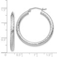 thumbnail image 4 of Auriga 925 Sterling Silver Rhodium-plated 3.00mm Diamond-cut Hoop Earrings for Women, 4 of 6
