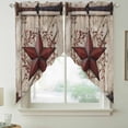 thumbnail image 2 of Texas Star Retro Swag Valances for Windows 2 Pack, Kitchen Window Curtains 36 Inch Length, Red Wooden Berry Vintage Privacy Swag Curtains for Living Room/Bathroom with Rod Pocket 36"x36", 2 of 8