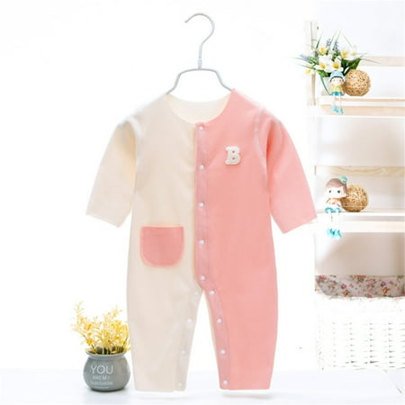 

Hunpta Babys Newborn Infant Girls Boys Patchwork Spring Winter Pocket Letter Long Sleeve Romper Jumpsuit Clothes