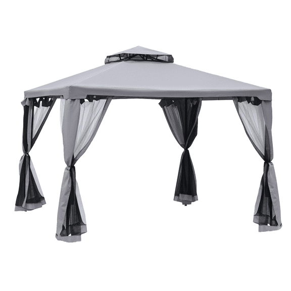 Outsunny 9.6' x 9.6' Patio Gazebo, Outdoor Canopy Shelter, Gray