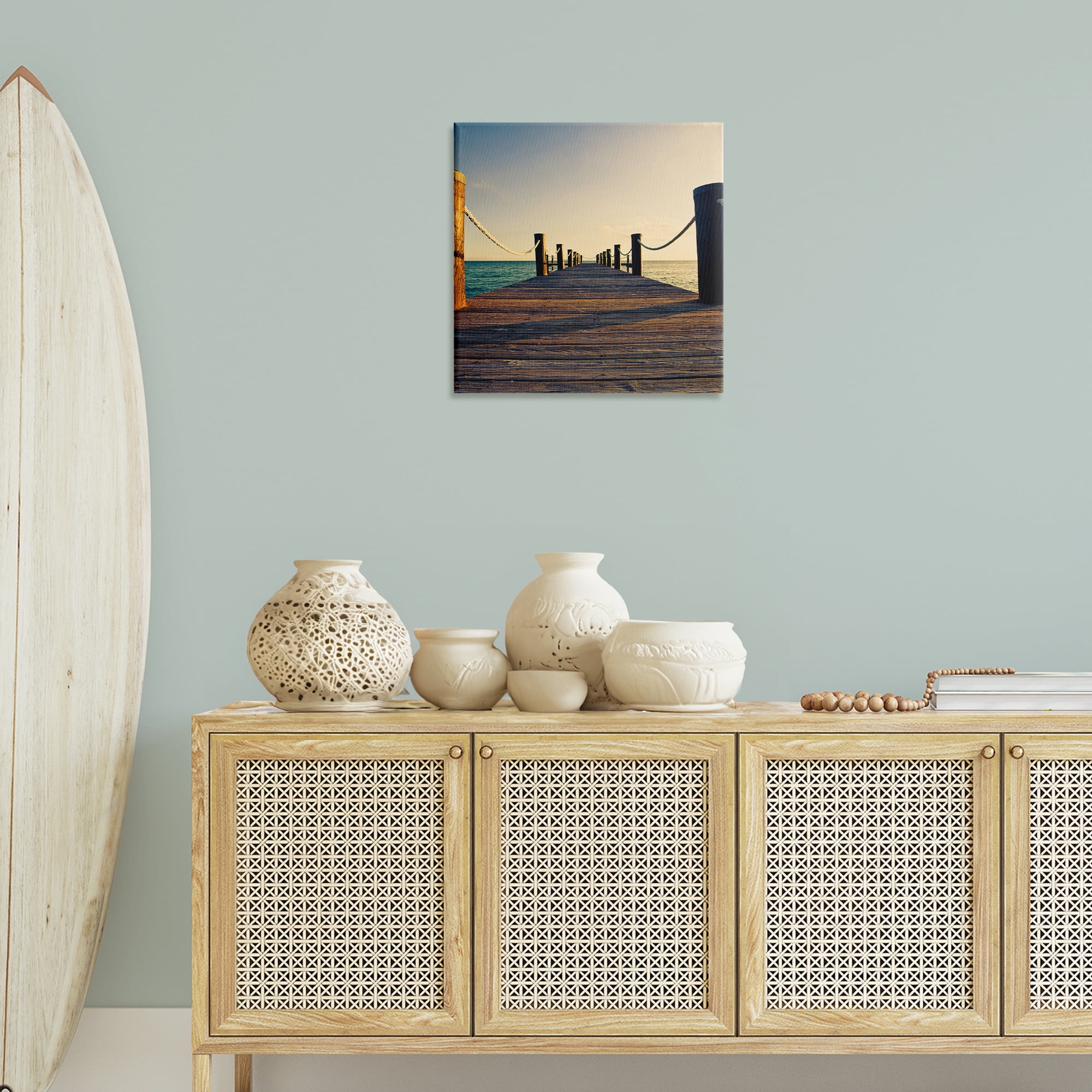 Stupell Industries Coastal Beach Dock Nautical & Beach Photography Wrapped Canvas Art Print Wall Art, 24 x 24