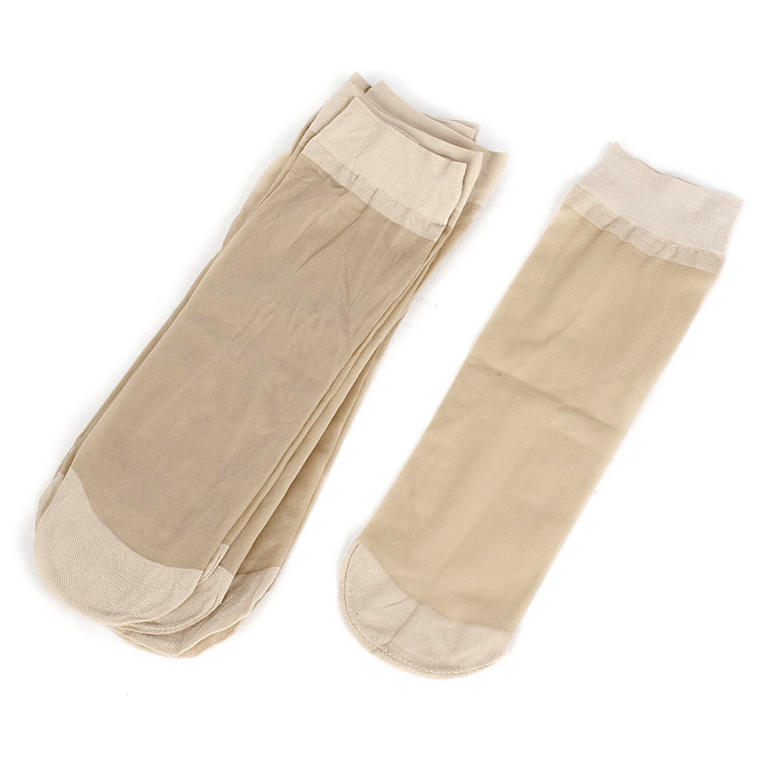 Unique Bargains - Transparent Elastic Beige Sheer Silk Stockings Socks ...