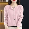thumbnail image 2 of Bibifish Womens Sweaters Solid Long Sleeve Botton Down Cardigan Autumn Winter Round Neck Long Sleeve Base Solid Color Loose Sweaters, 2 of 5