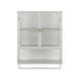 thumbnail image 4 of 23.62" Wall Cabinet with 2 Glass Doors, Metal Hanging Cabinet with Rack, Open Shelf and Two-tier Enclosed Storage, Storage Cabinet Medicine Cabinet for Bathroom Kitchen, White, 4 of 9