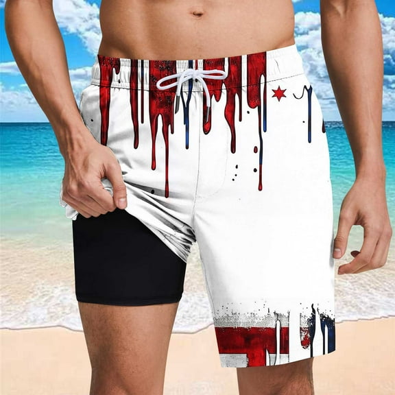 WAENQINLA Big and Tall Mens Swim Trunks Summer Quick Dry Board Shorts Bathing Suit Elastic Waist Drawstring Swimwear with Liner S-3XL