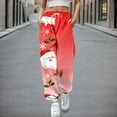 thumbnail image 3 of Gibobby pantalones de mujer de mezclilla Mujer Otoño e Invierno Casual moda Navidad divertido impreso cintura elástica pantalones deportivos pantalones casuales (Rojo, S), 3 of 4