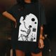 thumbnail image 4 of Top de manga corta suelto con estampado de calavera Retro desgastado y hombros caídos para mujer Pompotops hfajkhk125658, 4 of 6