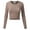 TAUPE, variant on FashionMille Women's Long Sleeve Solid Slim Crop Top Round Neck Tee Stretch Shirt