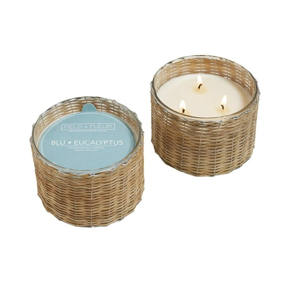 Hillhouse BEUGL3 Blu Eucalyptus 3 Wick Hand Woven Glass Candle 21 oz